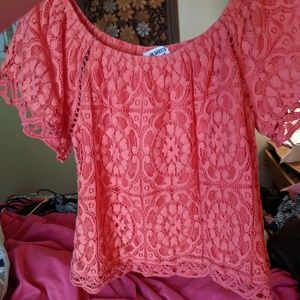 Coral off the shoulder top